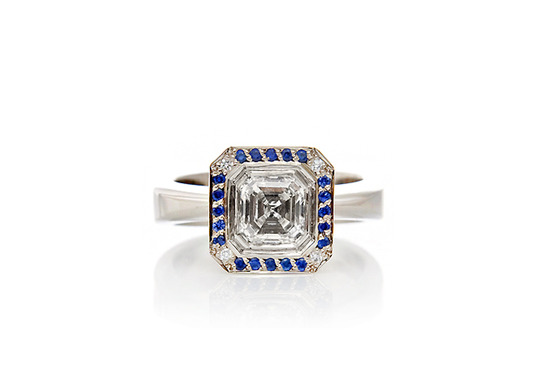 Elegant Asscher Cut Diamond ring by Camilla Gough