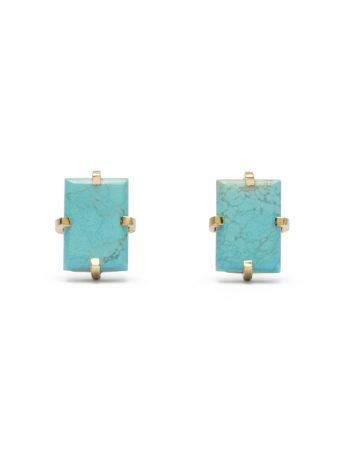 Rectangle Earrings – Gold & Turquoise