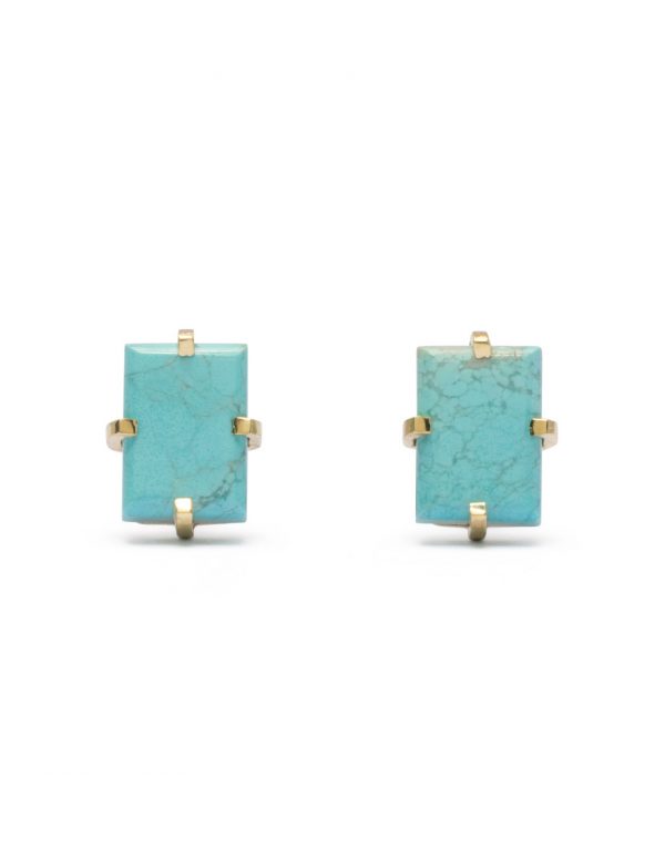 Rectangle Earrings – Gold & Turquoise