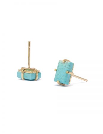 Rectangle Earrings – Gold & Turquoise