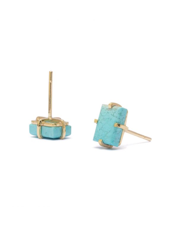 Rectangle Earrings – Gold & Turquoise