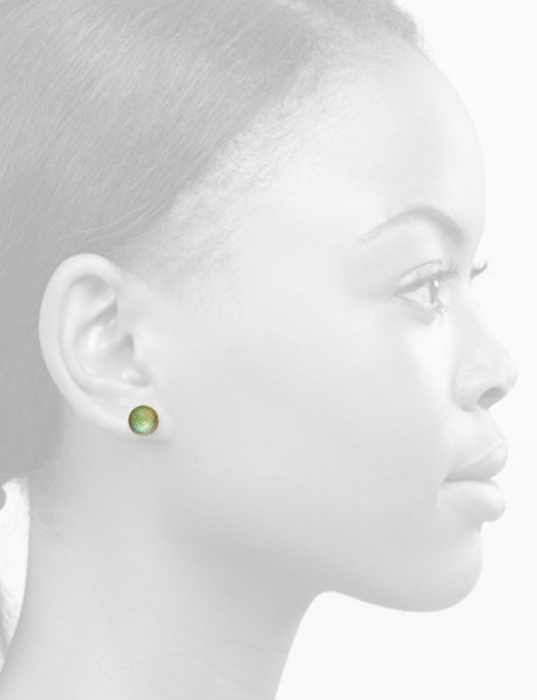 Dome Stud Earrings – Green & Yellow