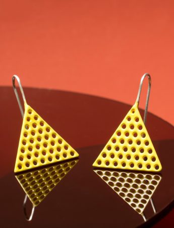 Yellow Powdercoated Triangle Earrings