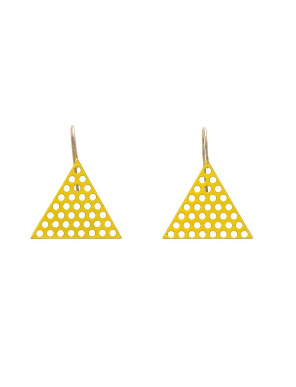 Yellow Powdercoated Triangle Earrings