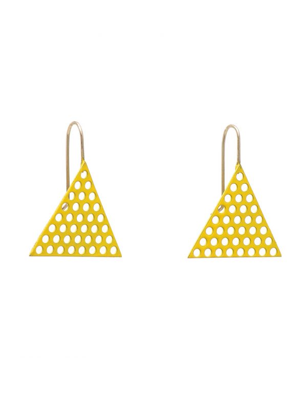 Yellow Powdercoated Triangle Earrings