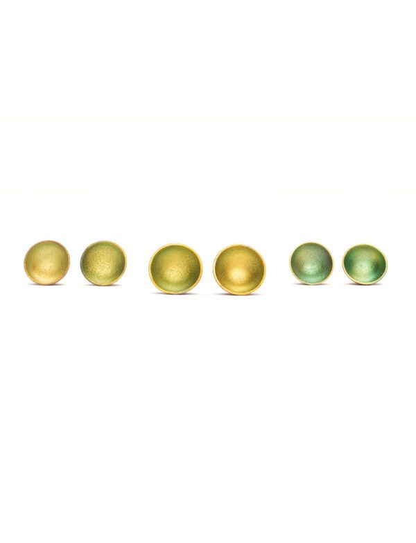 Dome Stud Earrings – Green & Yellow