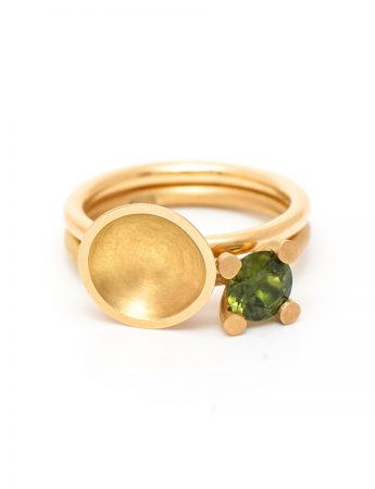 Dish Ring – Yellow Gold & Green Sapphire