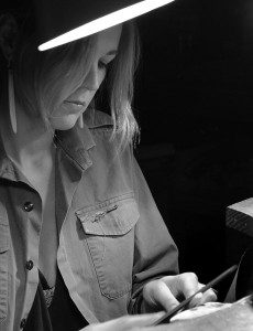 Jewellery designer Liv Boyle in her studio