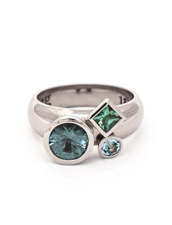 Clover Ring – Tourmaline Aquamarine Spinel