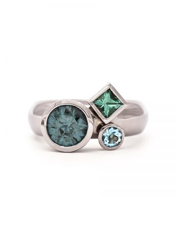 Clover Ring – Tourmaline Aquamarine Spinel