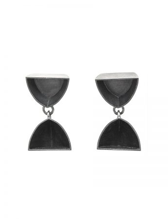 Half Pod & Boat Stud Earrings – Oxidised Silver