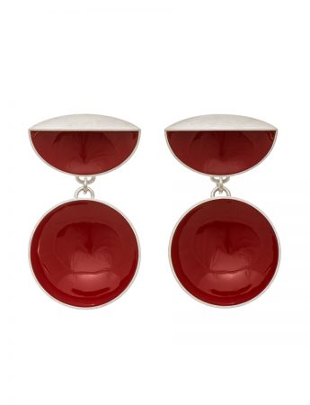 Half Shell & Drop Earrings – Red