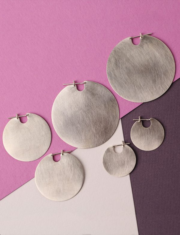 Large U Disk Earrings – Silver