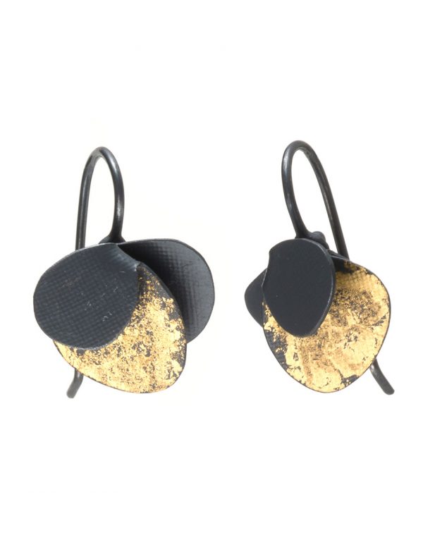 Violet Hook Earrings – Black & Gold