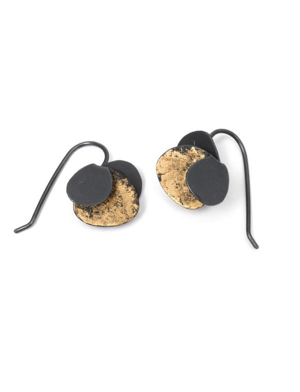 Violet Hook Earrings – Black & Gold