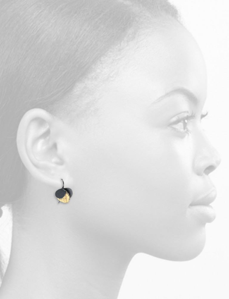 Violet Hook Earrings – Black & Gold