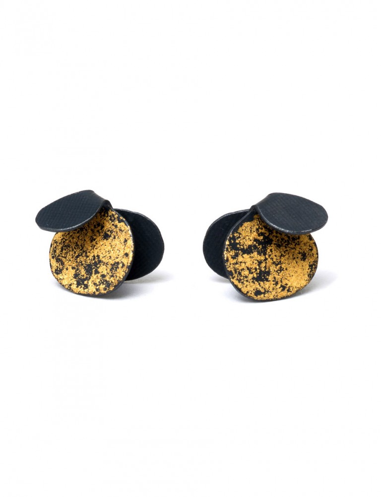 Violet Stud Earrings – Black & Gold