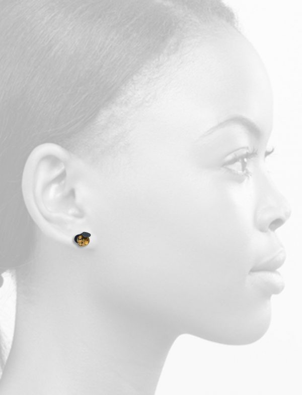 Violet Stud Earrings – Black & Gold