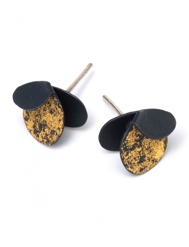 Violet Stud Earrings – Black & Gold