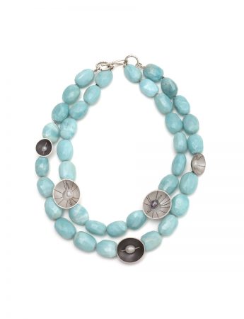 Aqua Amazonite double periwinkle necklace