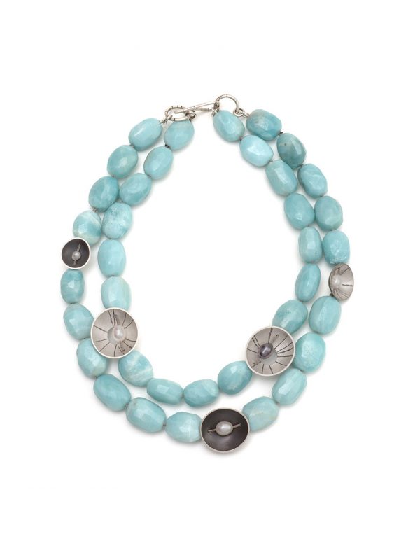 Aqua Amazonite double periwinkle necklace