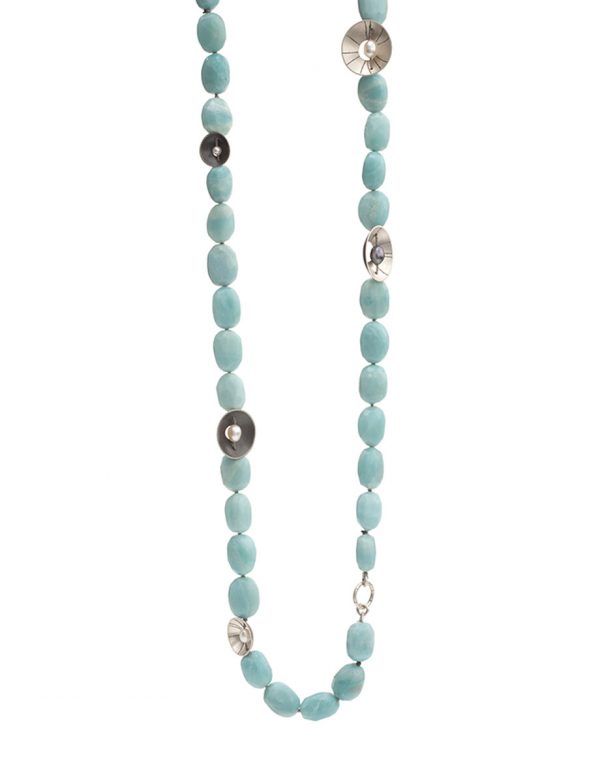 Aqua Amazonite double periwinkle necklace