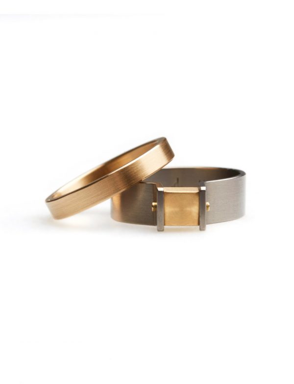 Cubist Ring – Titanium & Gold