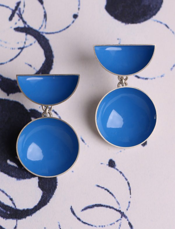 Half Shell & Drop Earrings – Light Blue