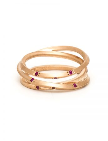 Rose Gold Triple Coil Ring – Ruby