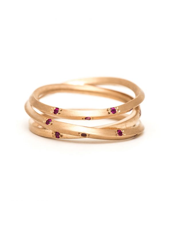Rose Gold Triple Coil Ring – Ruby