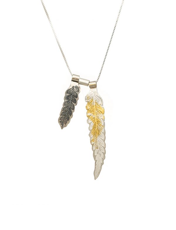 Double Leaf Pendant – Silver & Gold