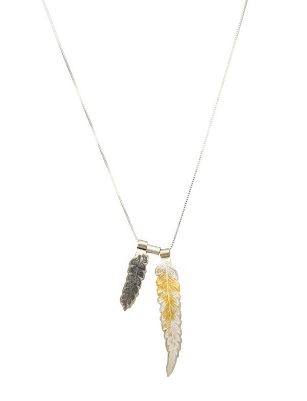 Double Leaf Pendant – Silver & Gold