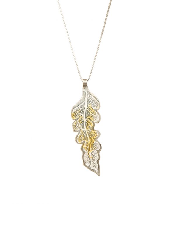 Single Leaf Pendant – Silver & Gold