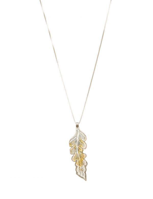 Single Leaf Pendant – Silver & Gold