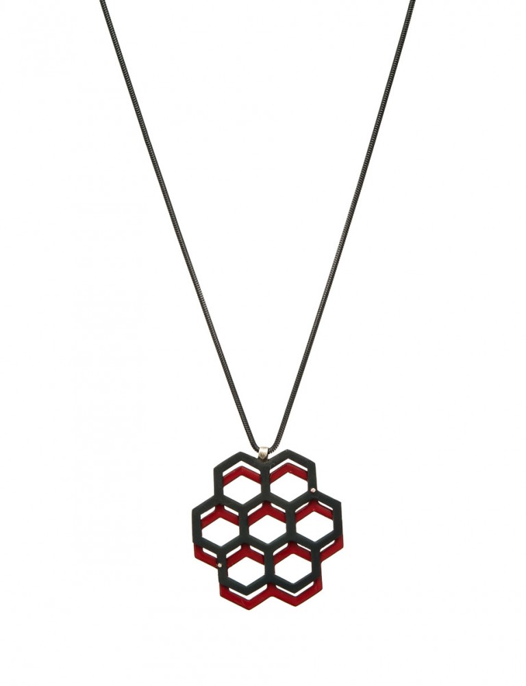 Honeycomb Pendant – Red & Black