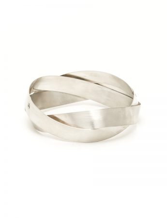 Wide Twist Bangle – Silver