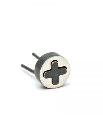 Punch Cross Stud Earrings – Oxidised Silver