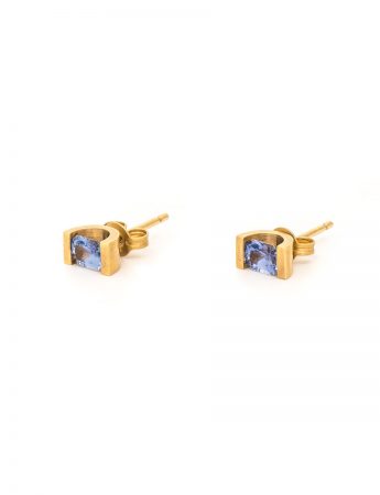 Cornflower Blue Sapphire Stud Earrings – Yellow Gold