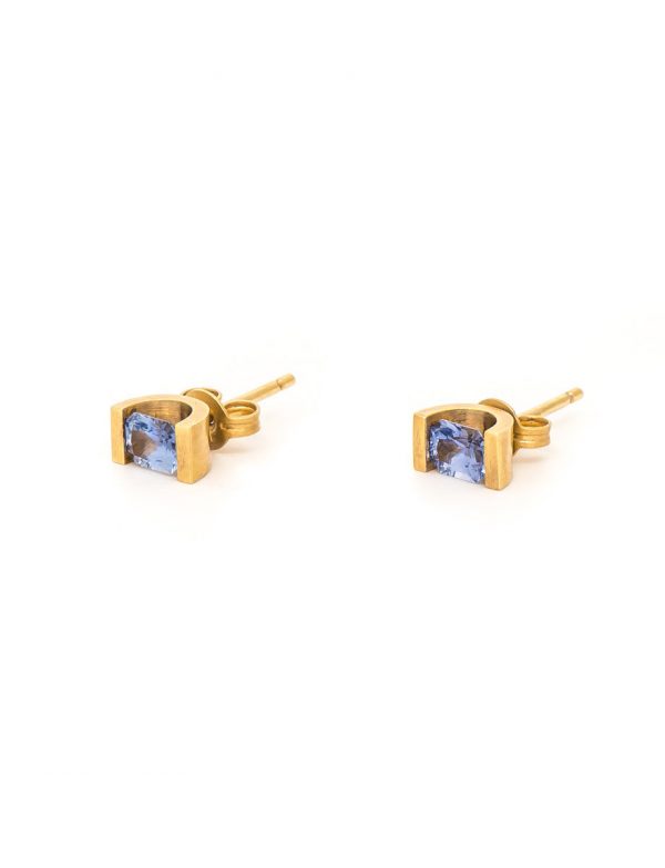 Cornflower Blue Sapphire Stud Earrings – Yellow Gold