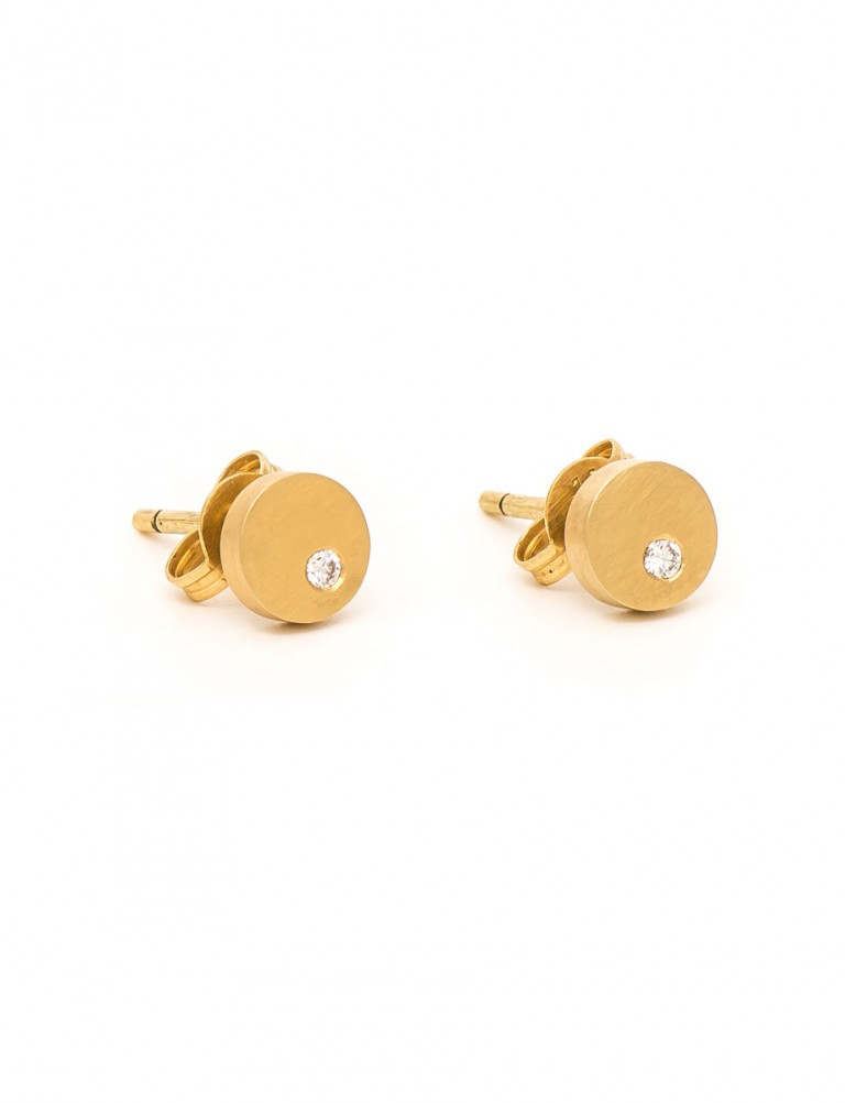 Disc Diamond Earrings – Yellow Gold
