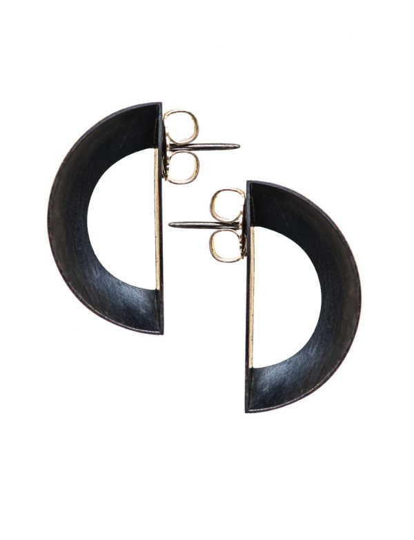 Open Back Half Shell Stud Earrings – Oxidised