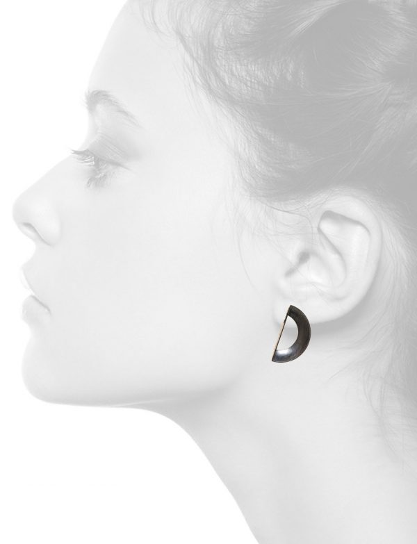 Open Back Half Shell Stud Earrings – Oxidised