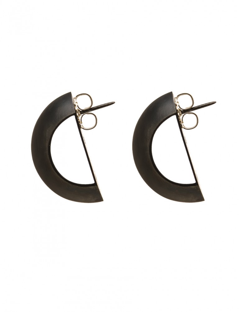 Open Back Half Shell Stud Earrings – Oxidised