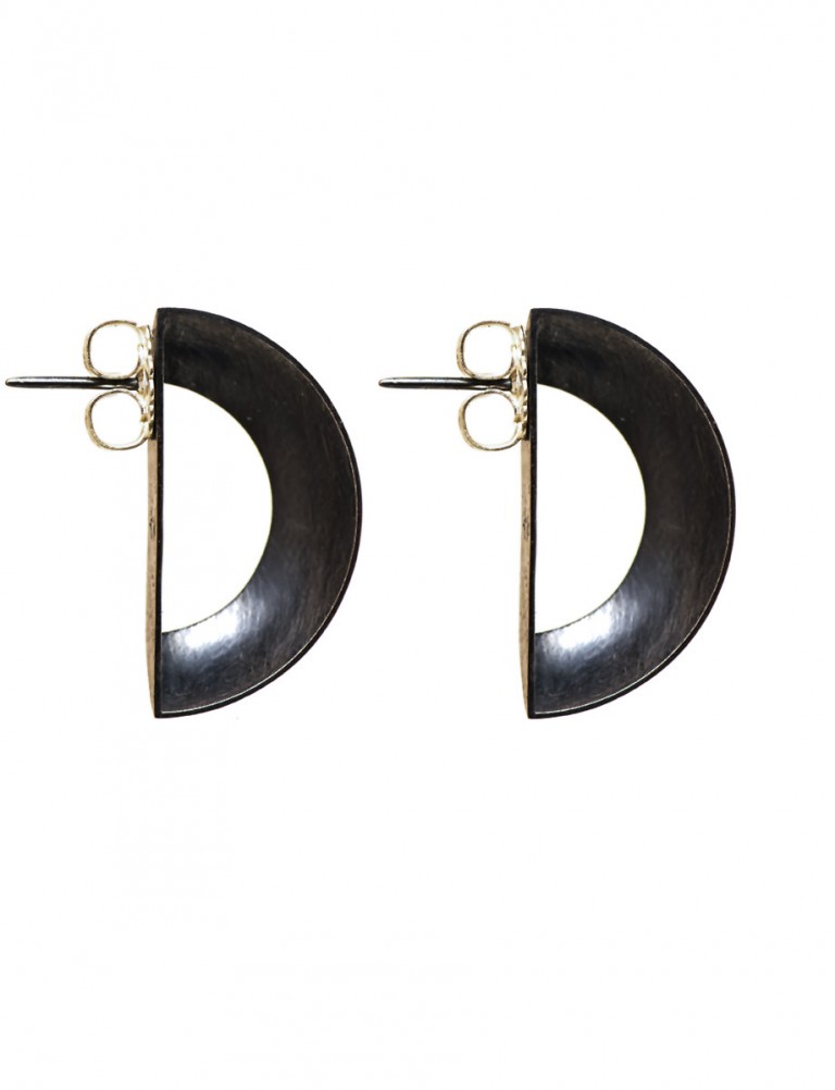 Open Back Half Shell Stud Earrings – Oxidised