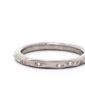 Faceted Diamond Band – White Gold