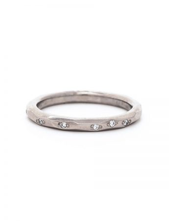 Faceted Diamond Band – White Gold