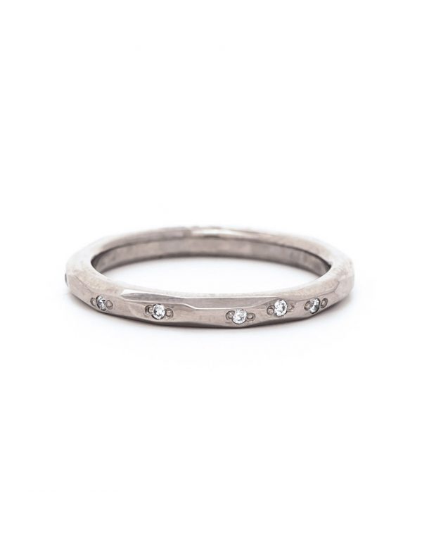 Faceted Diamond Band – White Gold