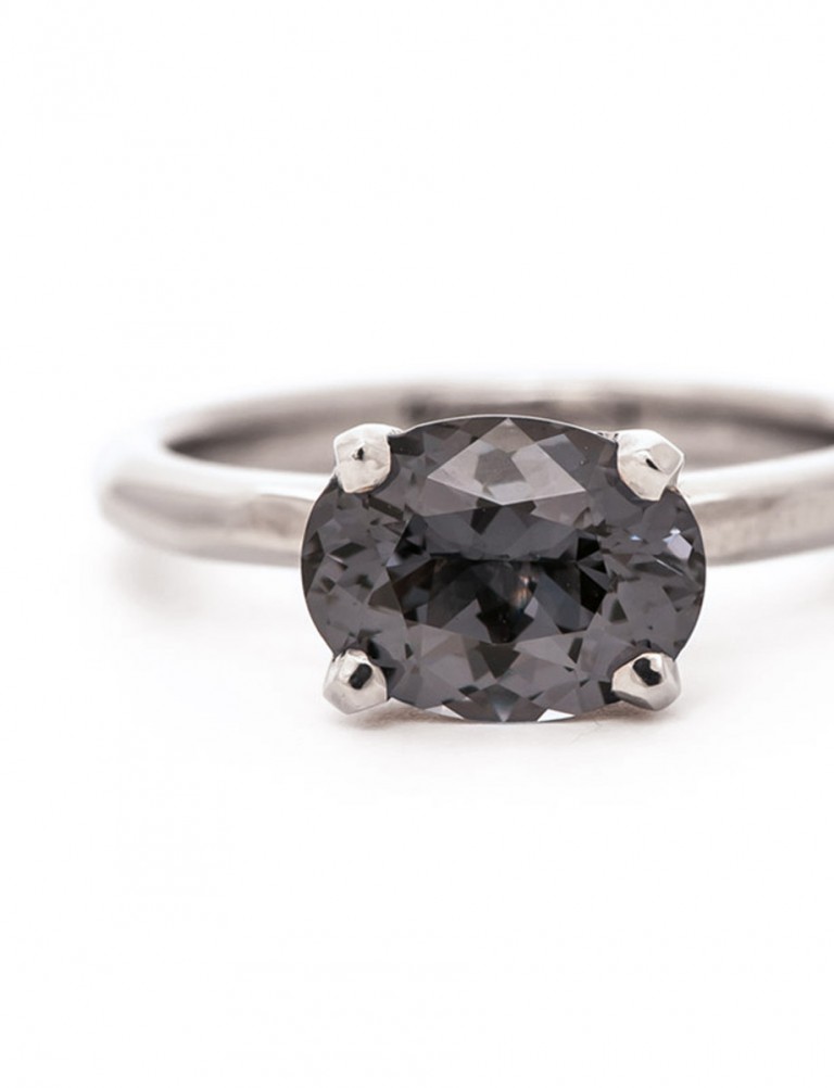 Grey Spinel Solitaire Ring