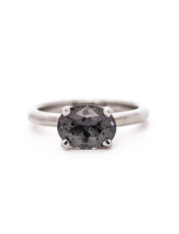 Grey Spinel Solitaire Ring