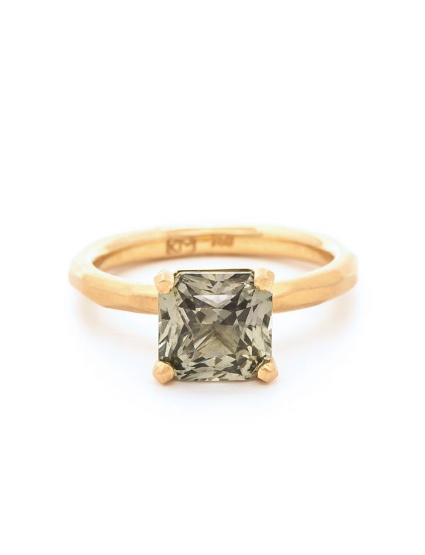 Olive Sapphire Solitaire Ring